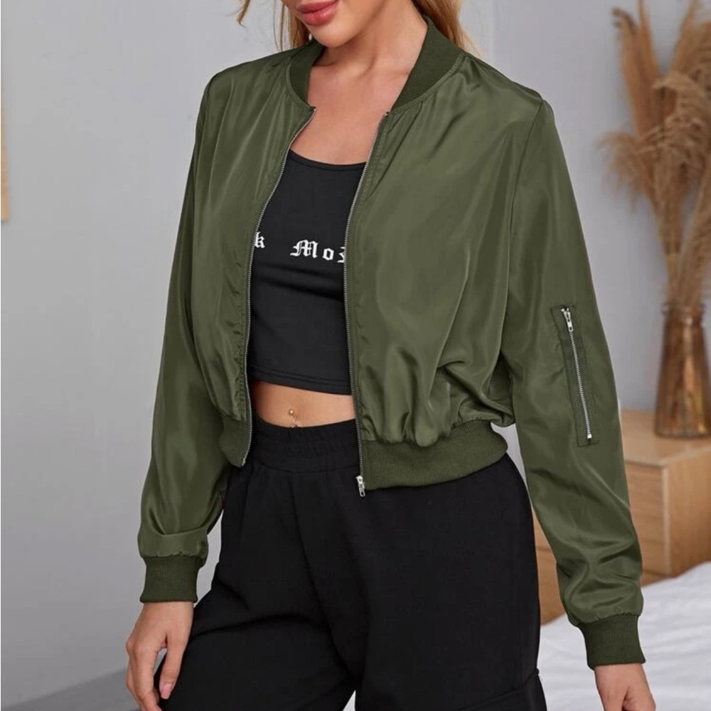 Boho zip up windbreaker bomber jacket